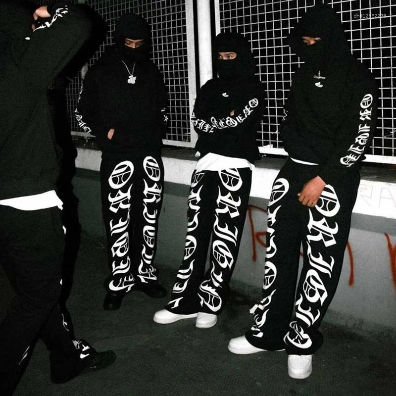 Men's Pants American Street Leisure Women Fashion Waistband Elastic Loose Casual Y2k Trousers