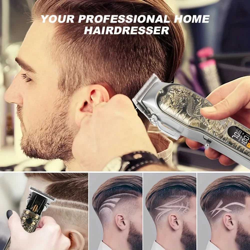 2pcs/Set Professional Hair Clippers Set Cordless Portable Electric Shaver Trimmer With LED Display Hair Cutting Machine For Me XJ250624