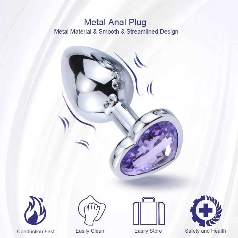 Heart Butt Plug Stainless Metal Anal Plugs Unisex Sex Stopper Adults Products for Men Women Anal Trainer for Couples Sex Toys W250624