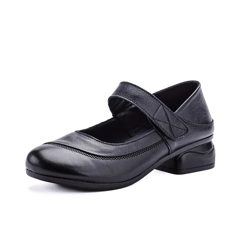 antique cow leather mary jane shoes womens small pressure pumps office ladies formal commute woman square low heels 250624