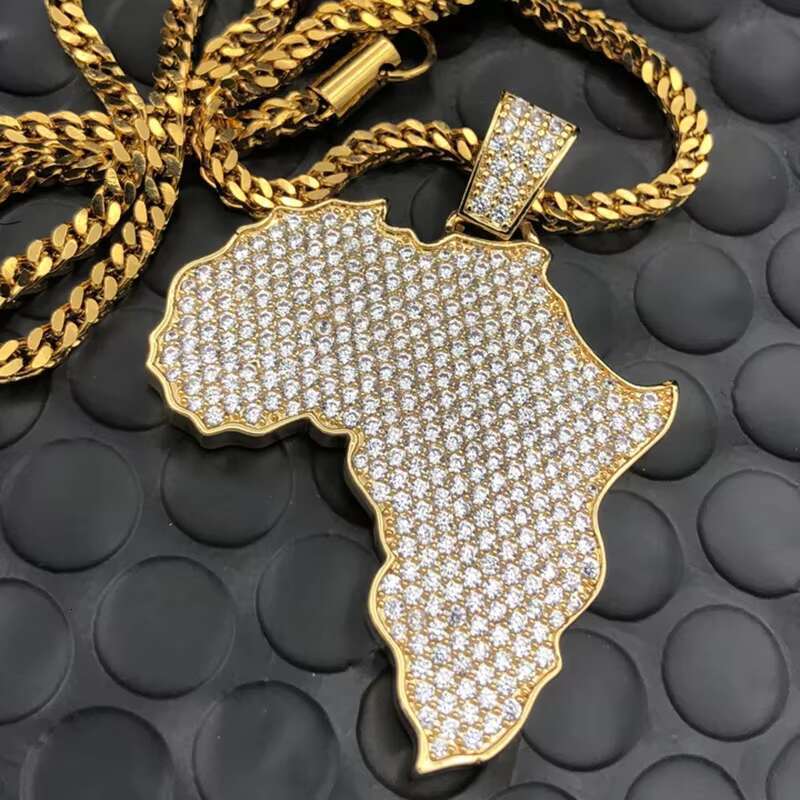 Hip Hop Jewelry Pass Diamond Tester Cool Bling Iced Out D Color VVS Moissanite Diamond Africa Map Pendant for Chain Men Women