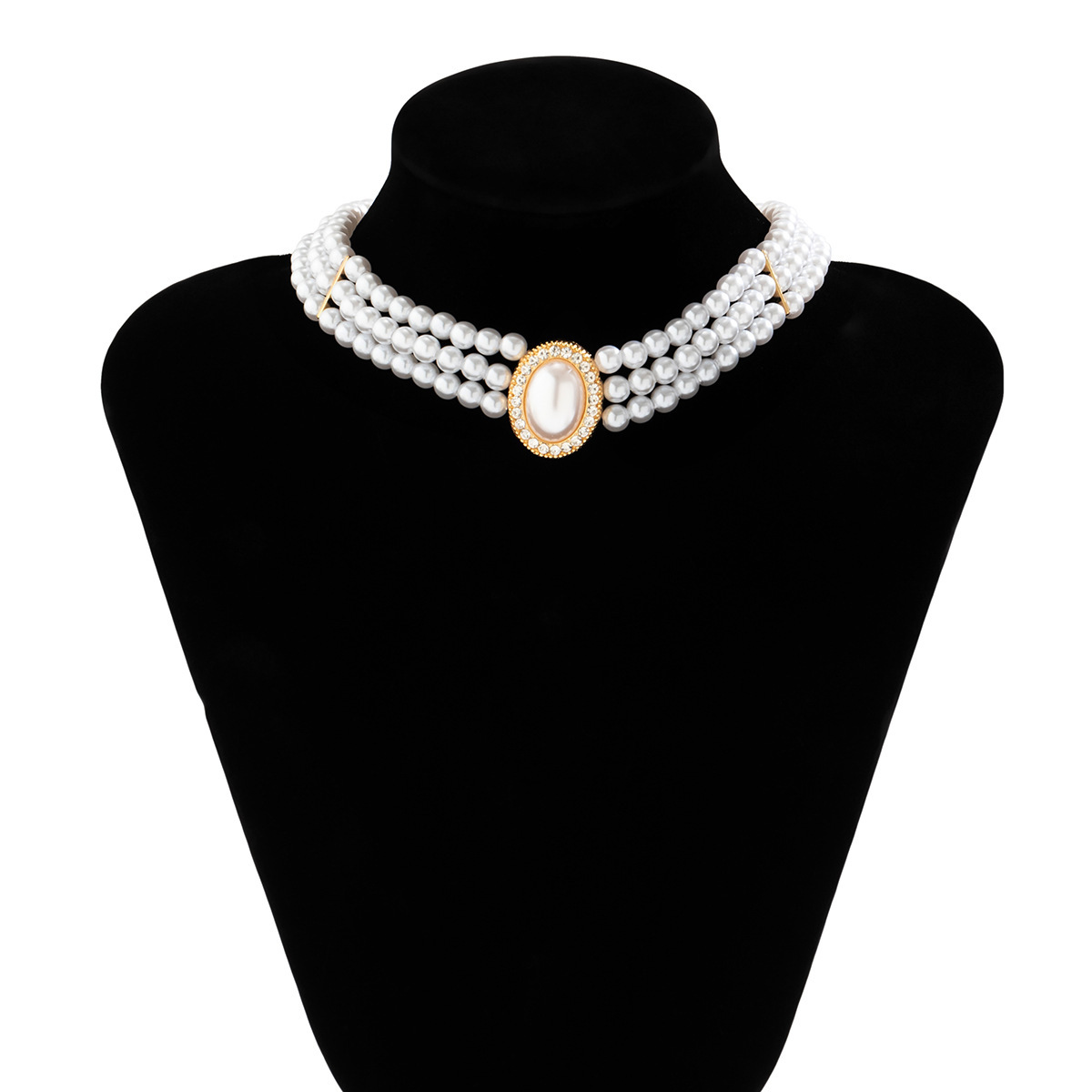 Jewelry French Elegant Multi-layer Imitation Pearl Temperament Light Beaded Round Pendant Necklace