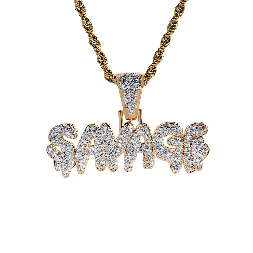 Luxury Moissanite Jewelry SAVAGE Iced Out Hip Hop Pendant Bling Necklace Pass the diamond tester