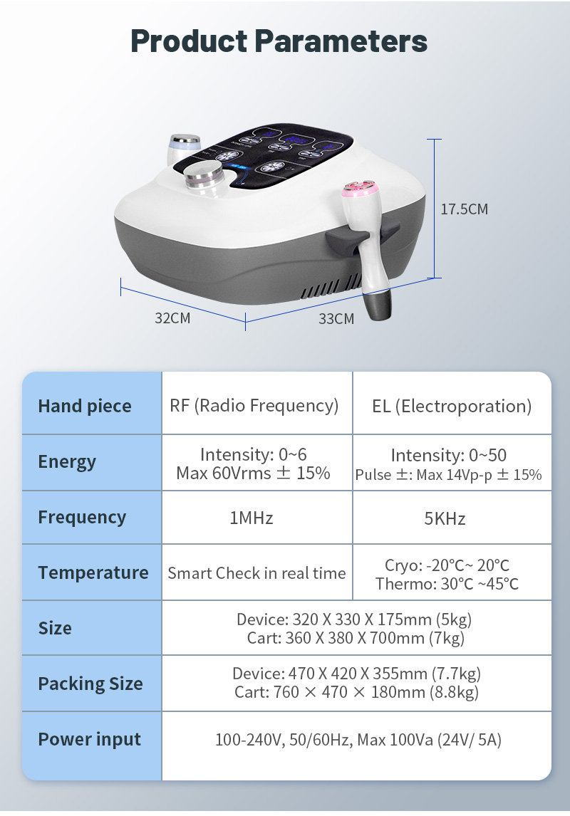 Electroporation Cooling Heating Skin Lifting Multipolar Rrequency Wrinkle Removal Whitening Facial Electroporatio Machine