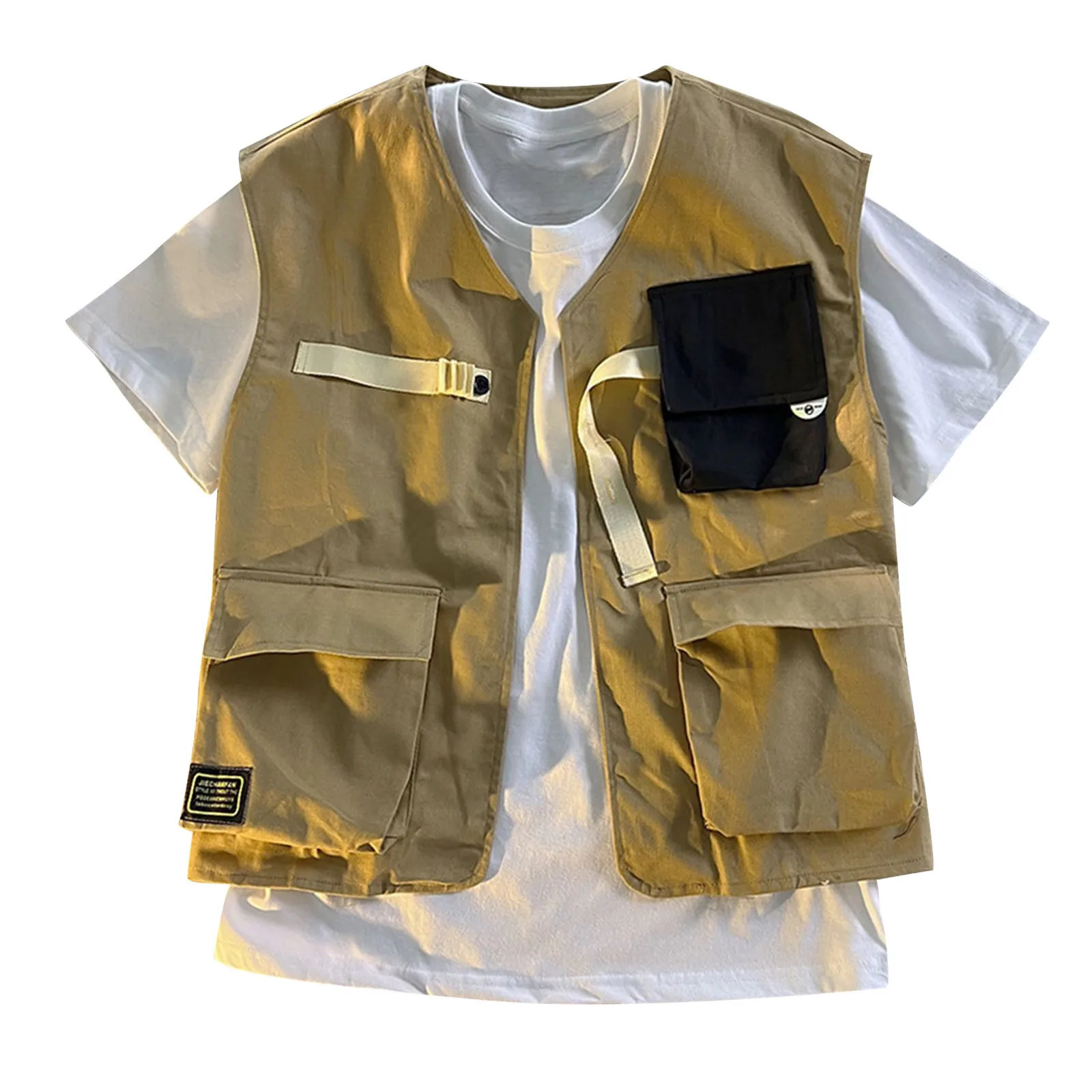 MenS Cargo Vest Casual Coats Multi Pocket Outdoor Fashion Coat Soild Sleeveless Waistcoat For Male Comfy Work Wear Ropa Hombre 250617