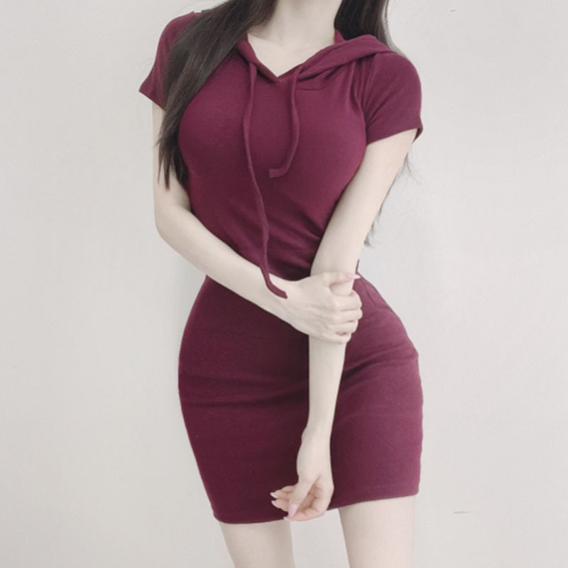 DR166 Body-shaping and elegant short dress with hip wrap skirt