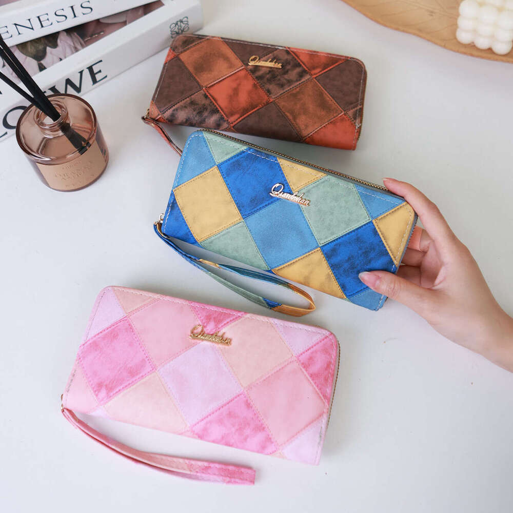 Secret Code Shipment New Korean Style Fashion Women's Long Spliced Color-Block High-End Wallet Purse for Women