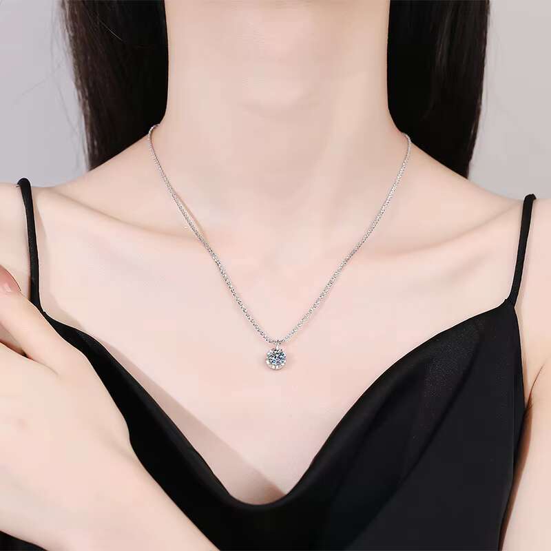 Lerca New Arrival S925 Silver Sterling 1Carat Moissanite Diamond Pendant Charming Necklace for Women
