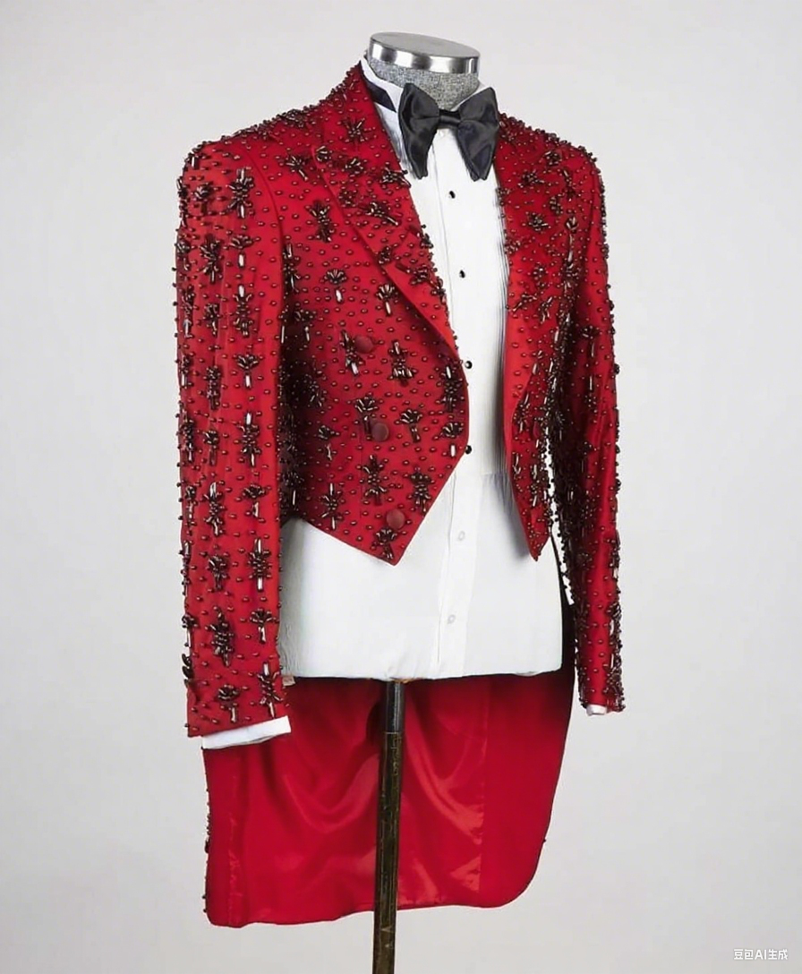 Red Mens Long Jacket Blazer Irregular Hem Beads Groom Wedding Tuxedo Formal Tailored Party Birthday Wear 2 Pieces Customized