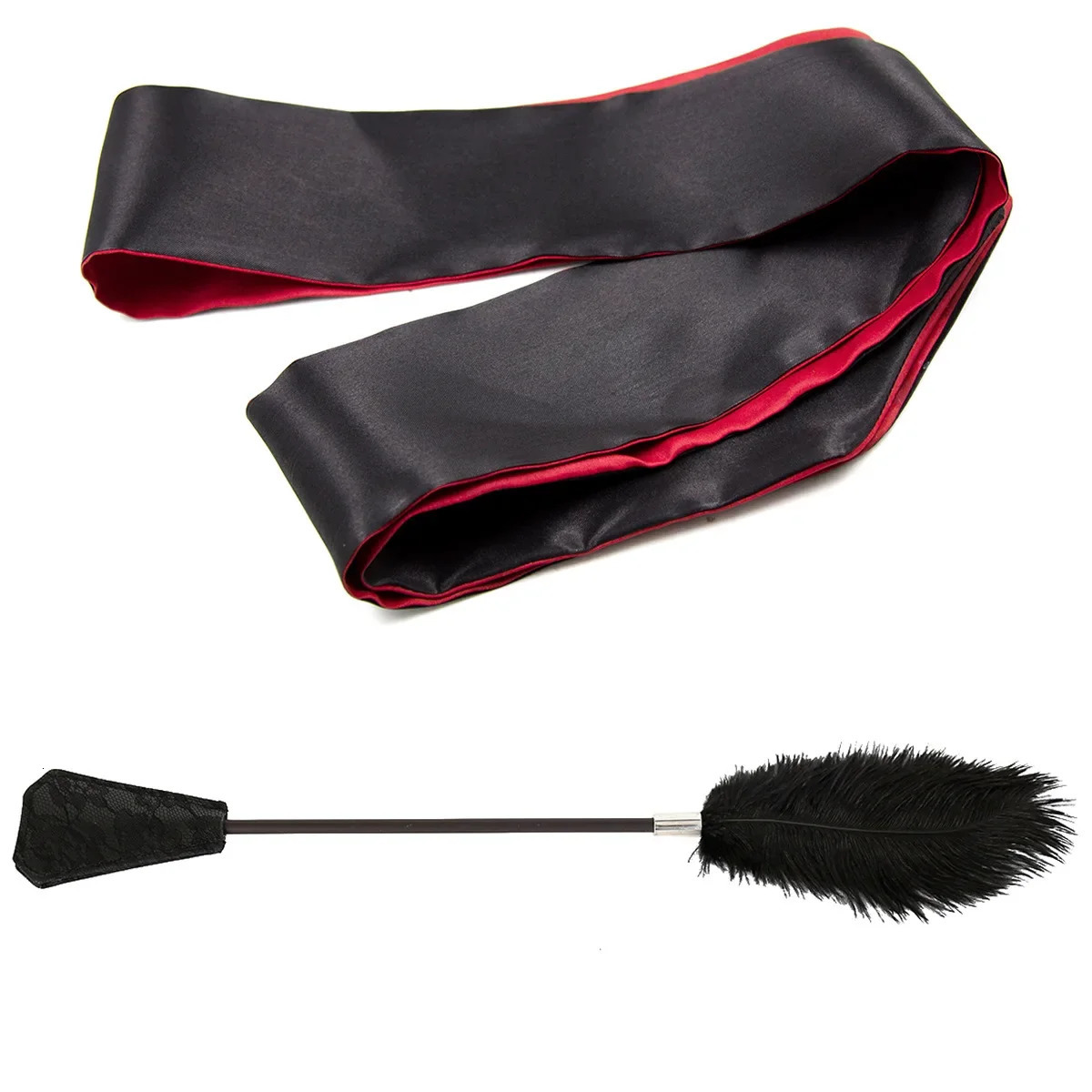 SM Adult Products Fun Blindfold Eye Mask Feather Racket Flirtatious Ostrich Feathers 2-piece Set Men Sex Toy 250624