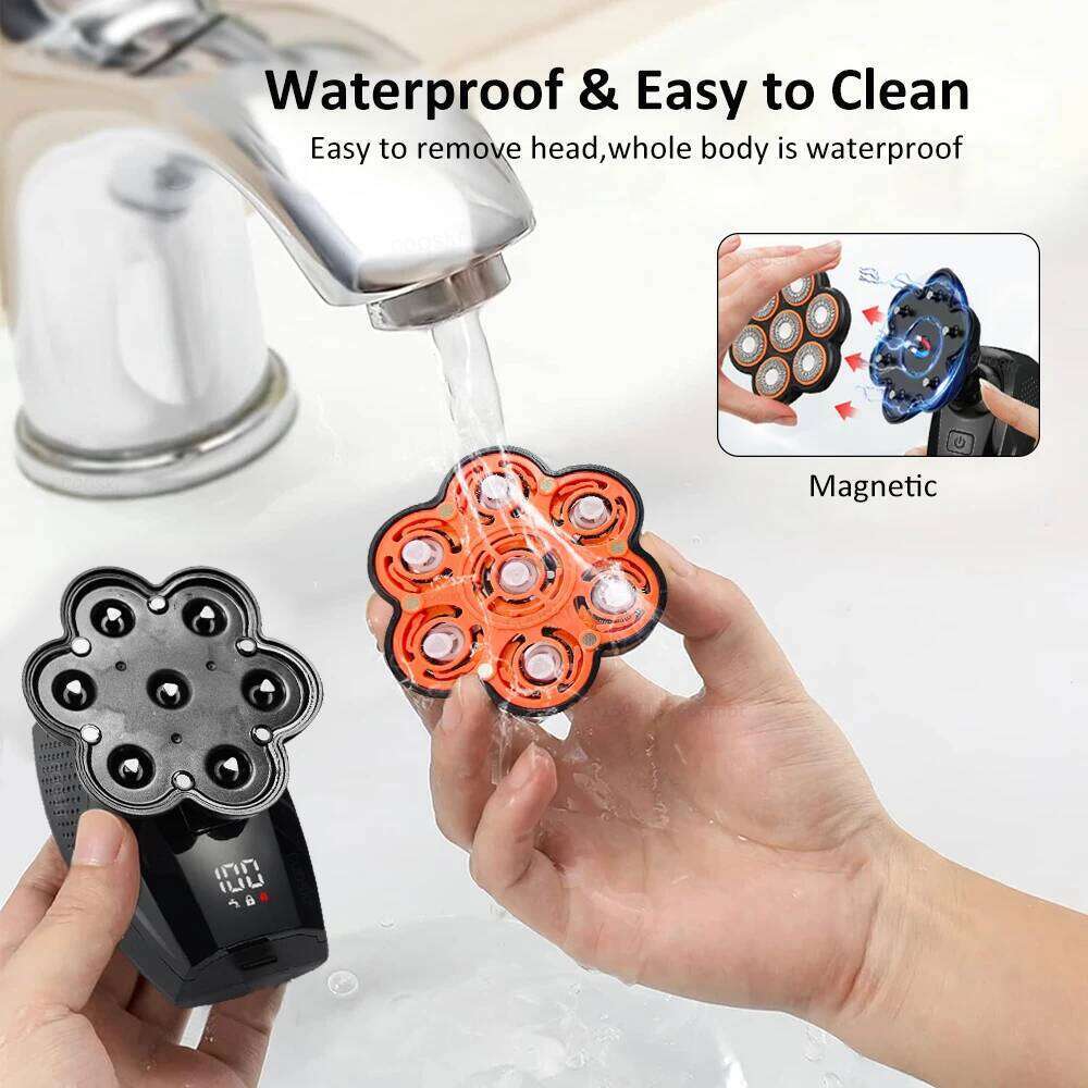 Electric Hair Trimmer 7D Floating Heads Rechargeable Waterproof Wireless Beard Razor Portable Facial Shaver Hine