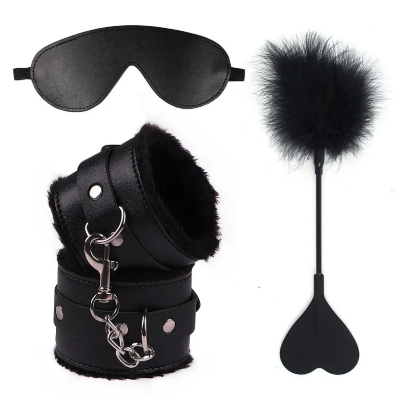 Bondage Equipment Erotic Handcuffs With Blindfold Bdsm Kit Sex Toys For Women Fetish Feather Flirt Spanking Paddle Cosplay Games 250624