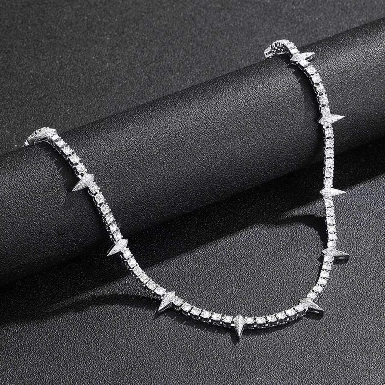 Colorful Hip Hop Street Style Tennis Chain Necklace Stylish Moissanite Jewelry