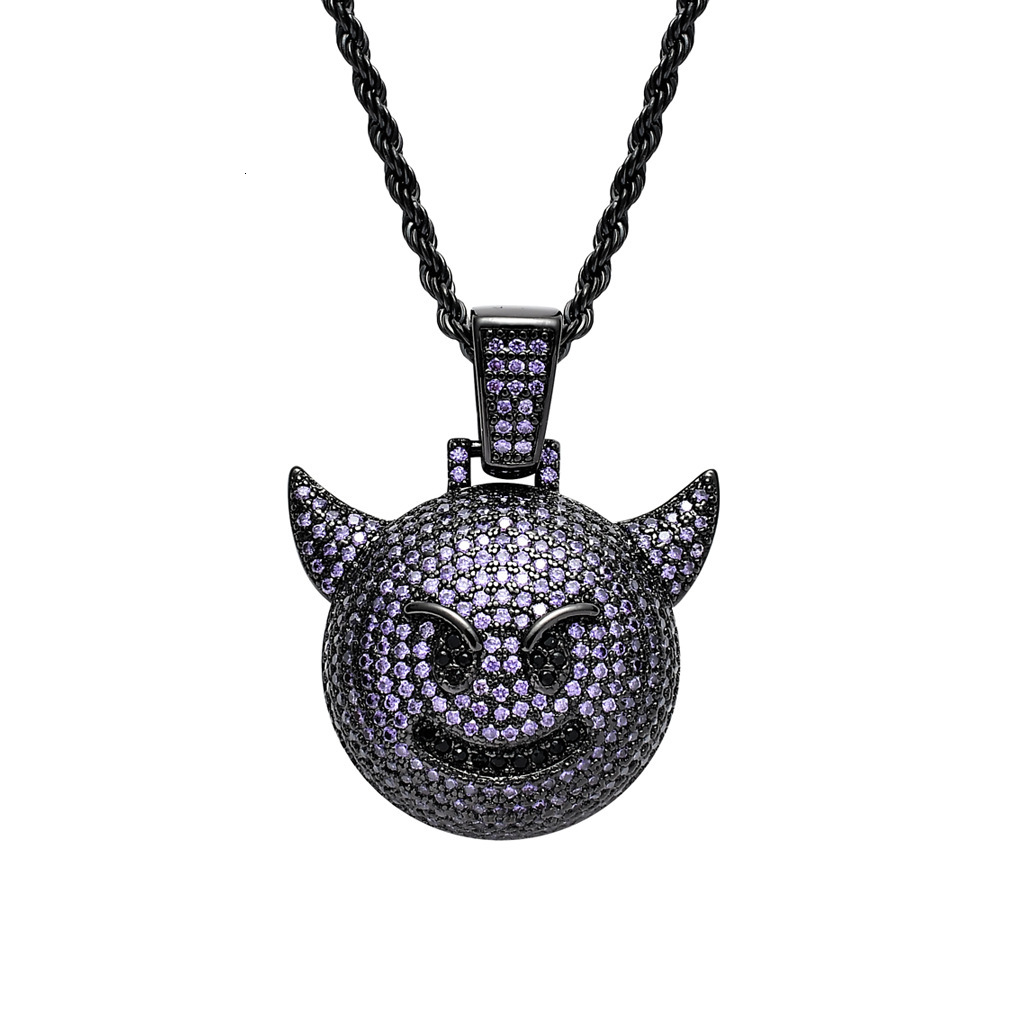 Luxury Moissanite Little Devil Emoji Iced Out Hip Hop Pendant Bling Necklace Swag Trendy Accessory Pass the diamond tester