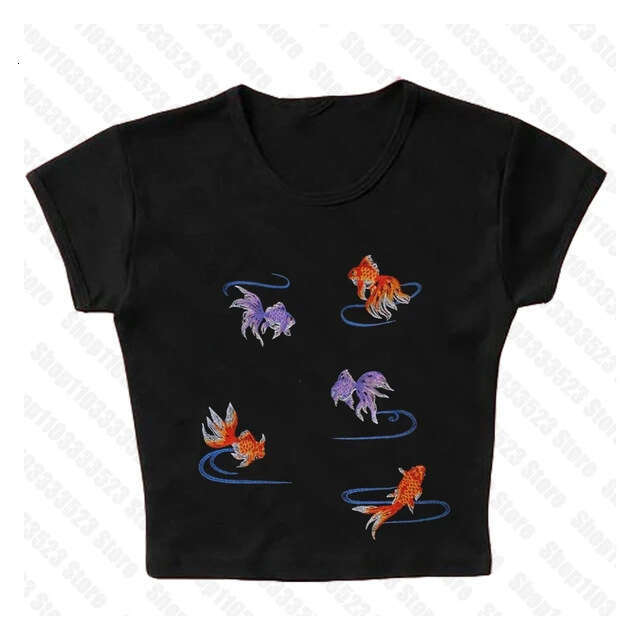 Y2k Abstract Goldfish Print Square Neck Personality Slim Fit Camisole Sexy Street Style Versatile Slimming Casual Tank Top B5