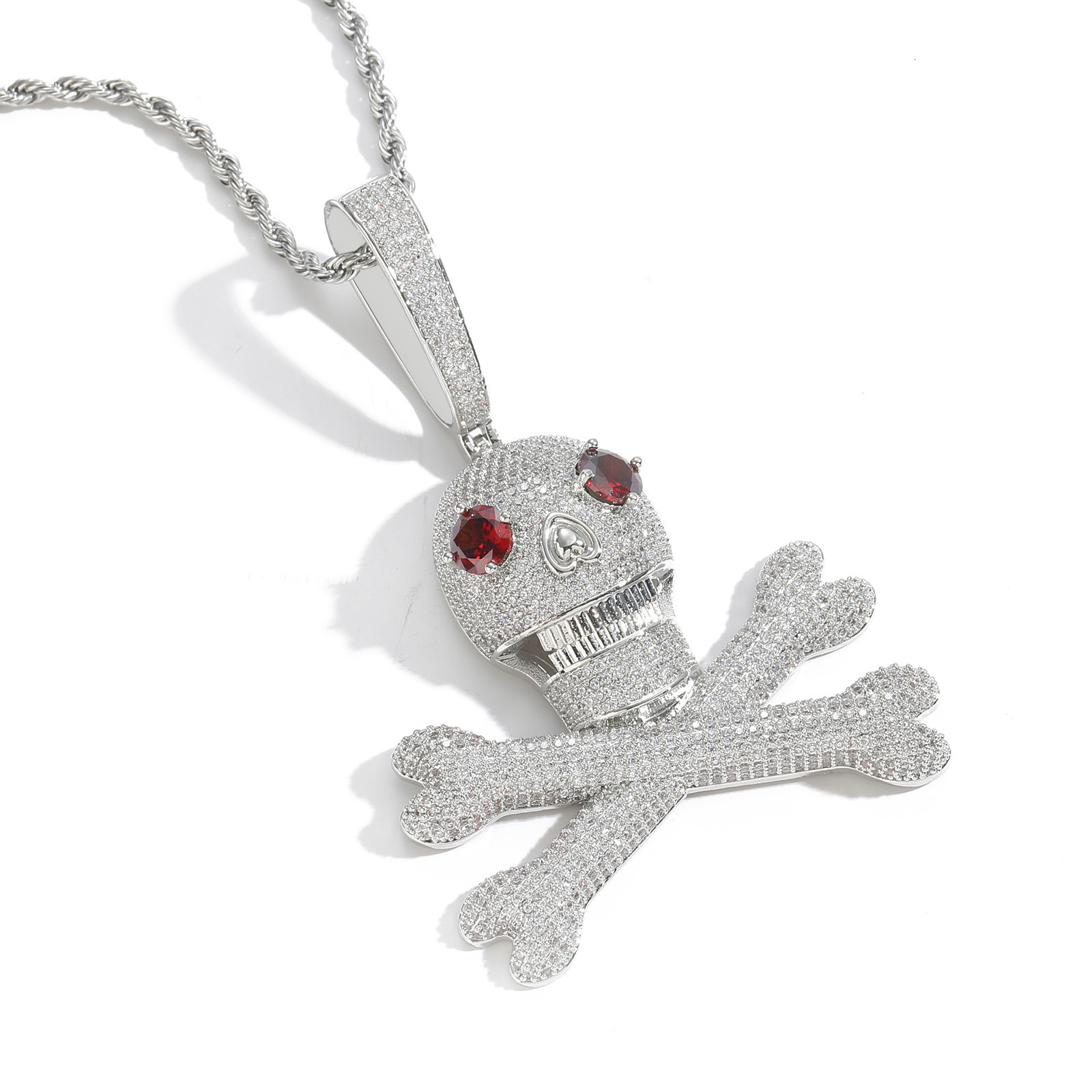 Luxury Moissanite Red-Eyed Skull Pendant Ice Out Bling Men's Hip Hop Unique Accessory Pass the diamond tester