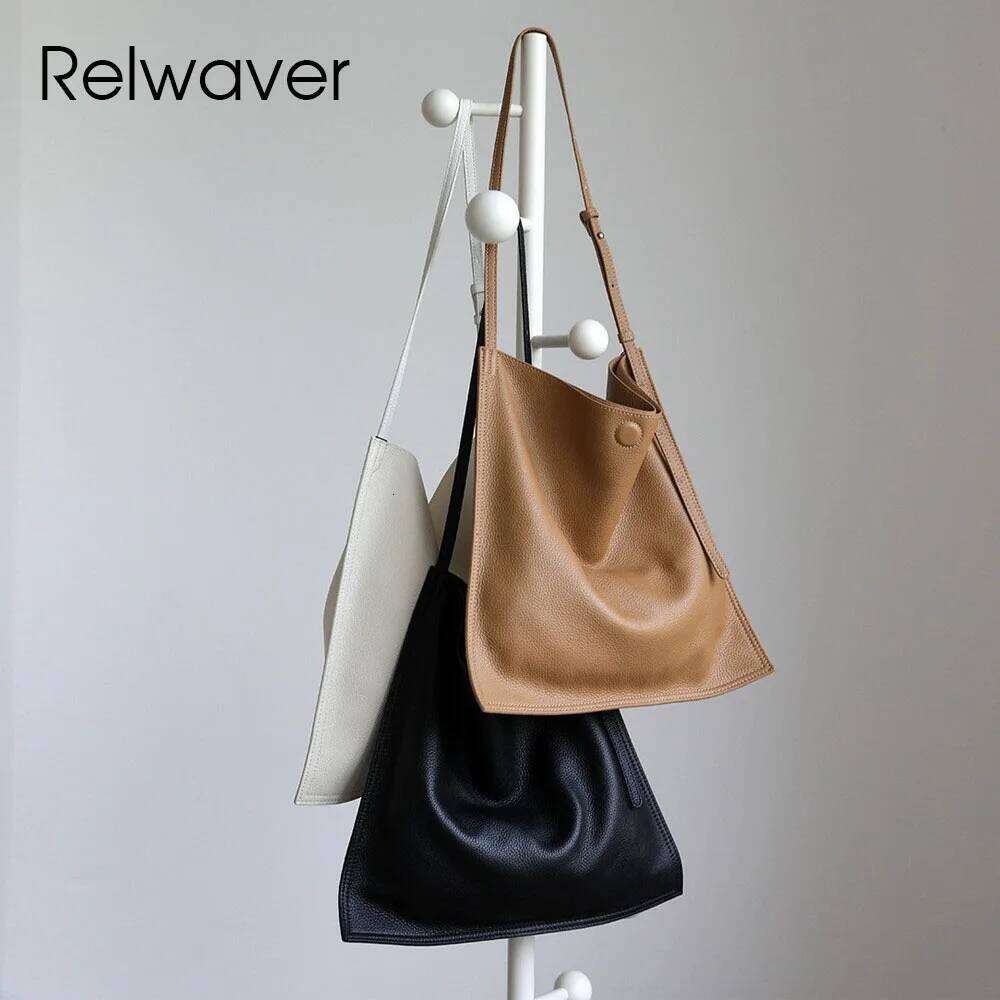 Luxury Designer bags Relwaver women shoulder big genuine leather tote 2025 autumn winter thin crossbody commuting ladies hand bag