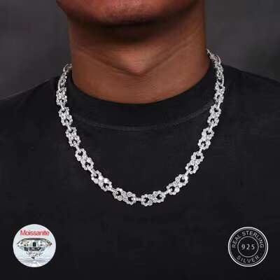 High Quality 8 Figure VVS1 Moissanite Necklace 925 Silver Unisex for Men and Women Hip Hop Style Jewelry