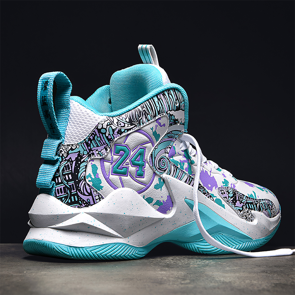 8905-High Top Men's Shoes, Basketball Shoes, Grip Mesh, Leather, Boys' Sneakers, Combat Shoes, Anti-slip Running Shoes