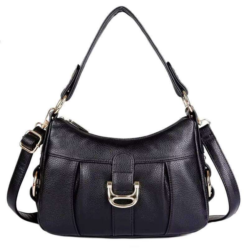 Vintage Adjustable Strap Women Genuine Leather Shoulder Natural High Quality Cowhide Crossbody Large Capacity Messenger Bag