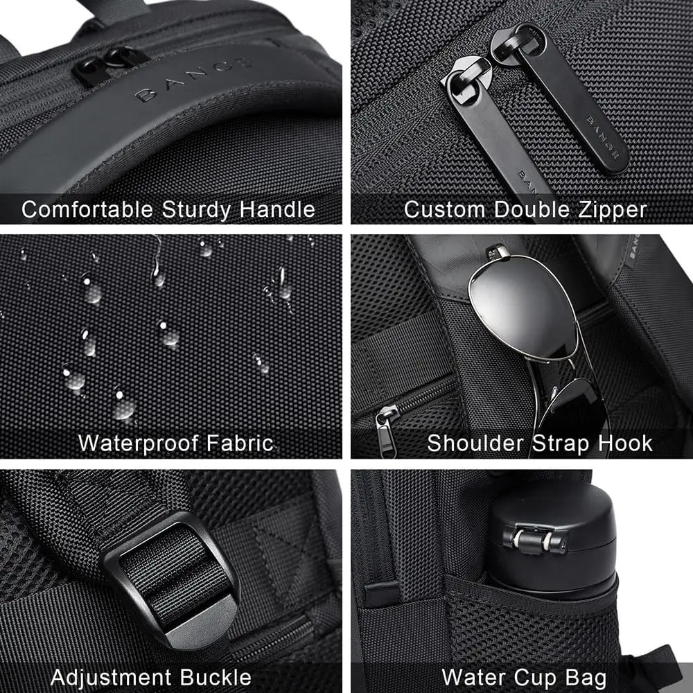 BANGE Travel Waterproof Backpack with USB Charging Port Fit 156 Inch Laptop Backpacks for Men and Women Teenager School Bags 250624