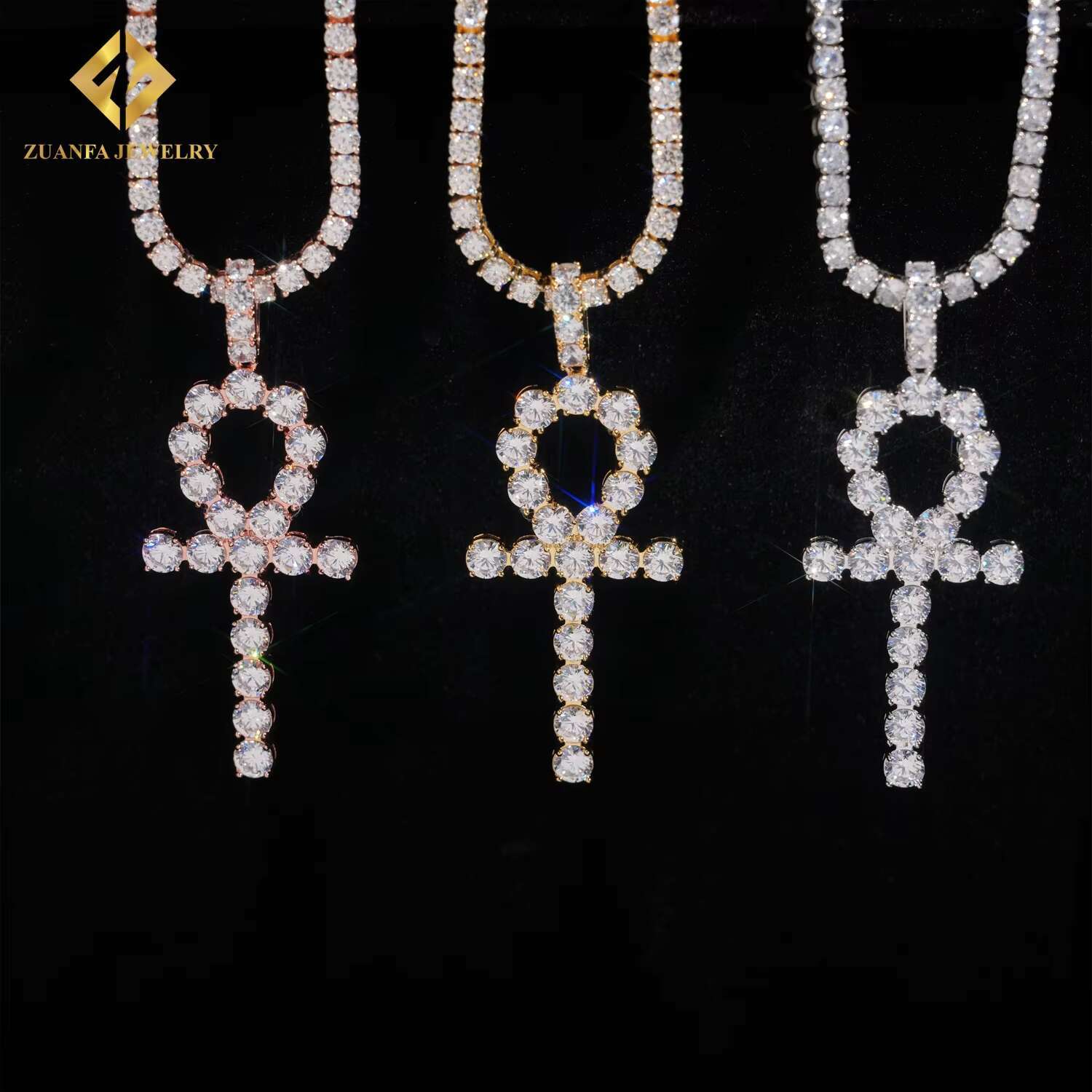 Hot Sale Hip Hop Jewelry Zircon Small Cross Pendant Men Women Iced Out Rose Gold Plated Rhodium Plated Gold Plated Pendant