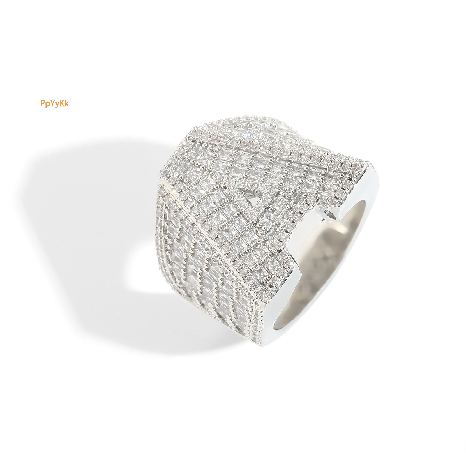 Creative Letter Men's Ring High End Bling Bling Full Diamond Iced Out Hip Hop Swag Accessory Passes the Diamond Tester