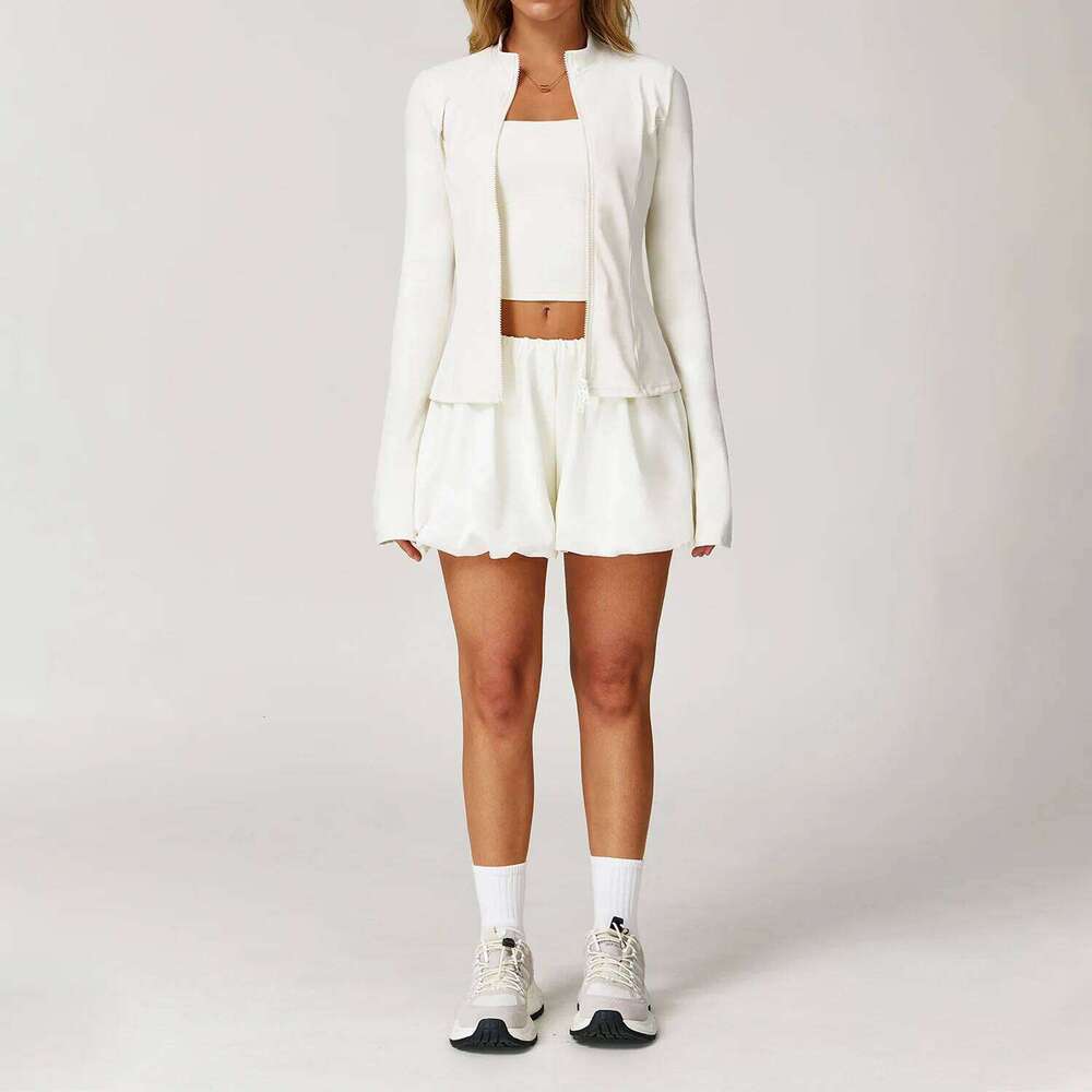 2/3PCS Sunscreen Fiess Yoga Set Long Sleeve Jacket High Waist Shorts Sports Suit Women's Running Quick-drying Training Clothes