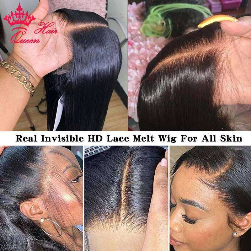 Real HD Glueless Straight Undetectable Invisible Melt Skin Lace Wear Go Wig 5x5 250% Raw Human Pre plucked Queen Hair