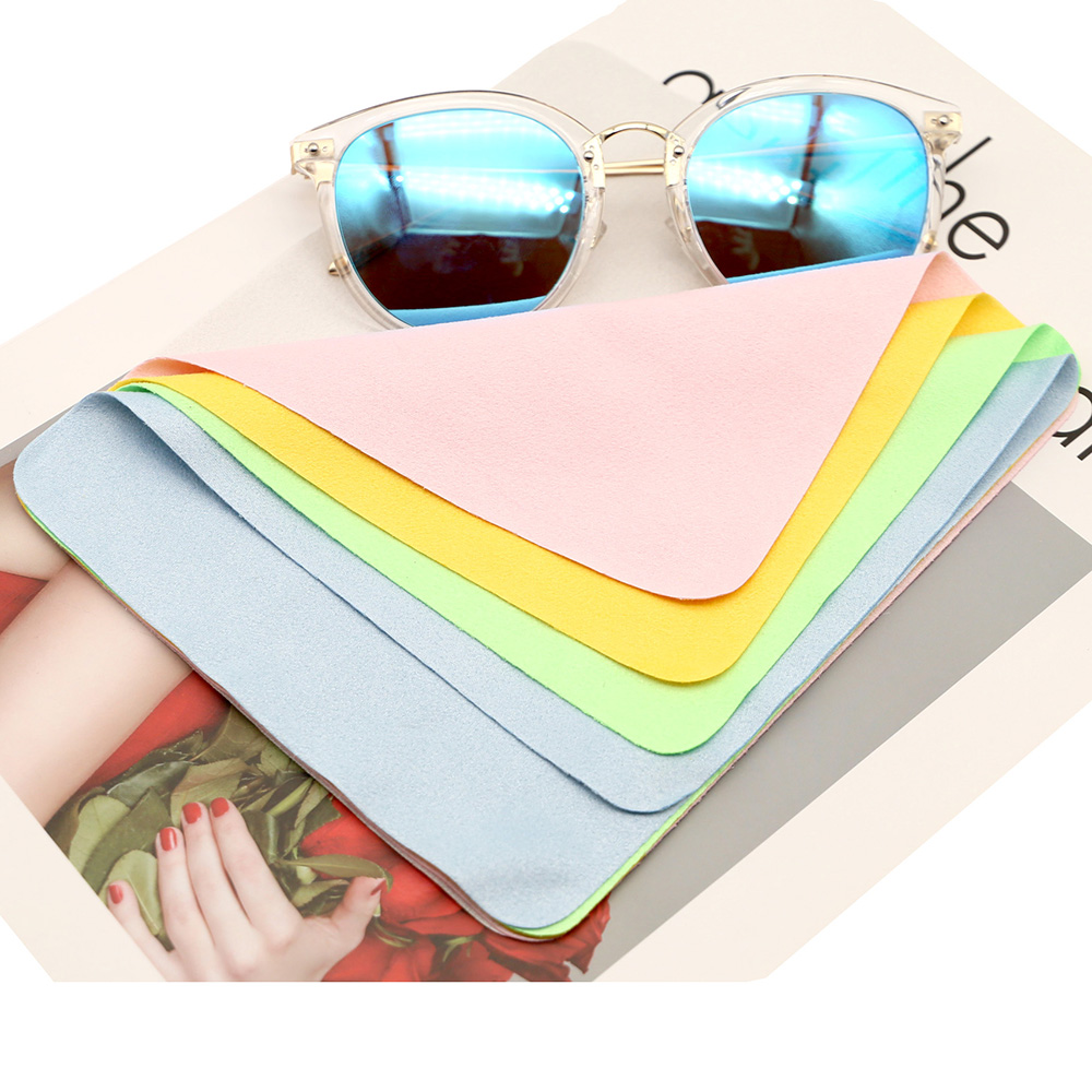 Wholesale Black Beige Suede Glasses Cloth Custom Logo Digital Printing Microfiber Lens Sunglasses Cleaning Cloth