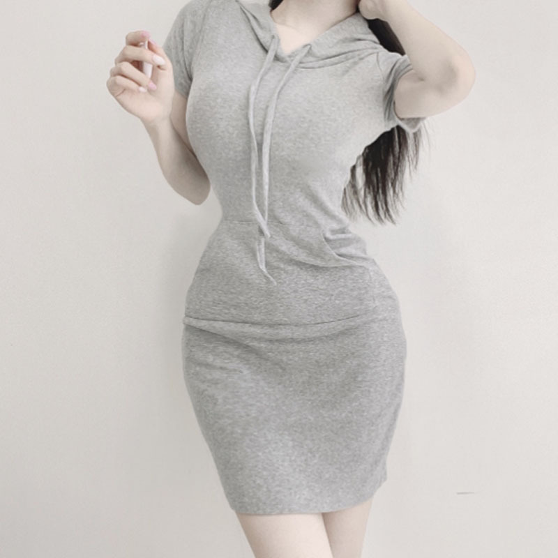 DR166 Body-shaping and elegant short dress with hip wrap skirt