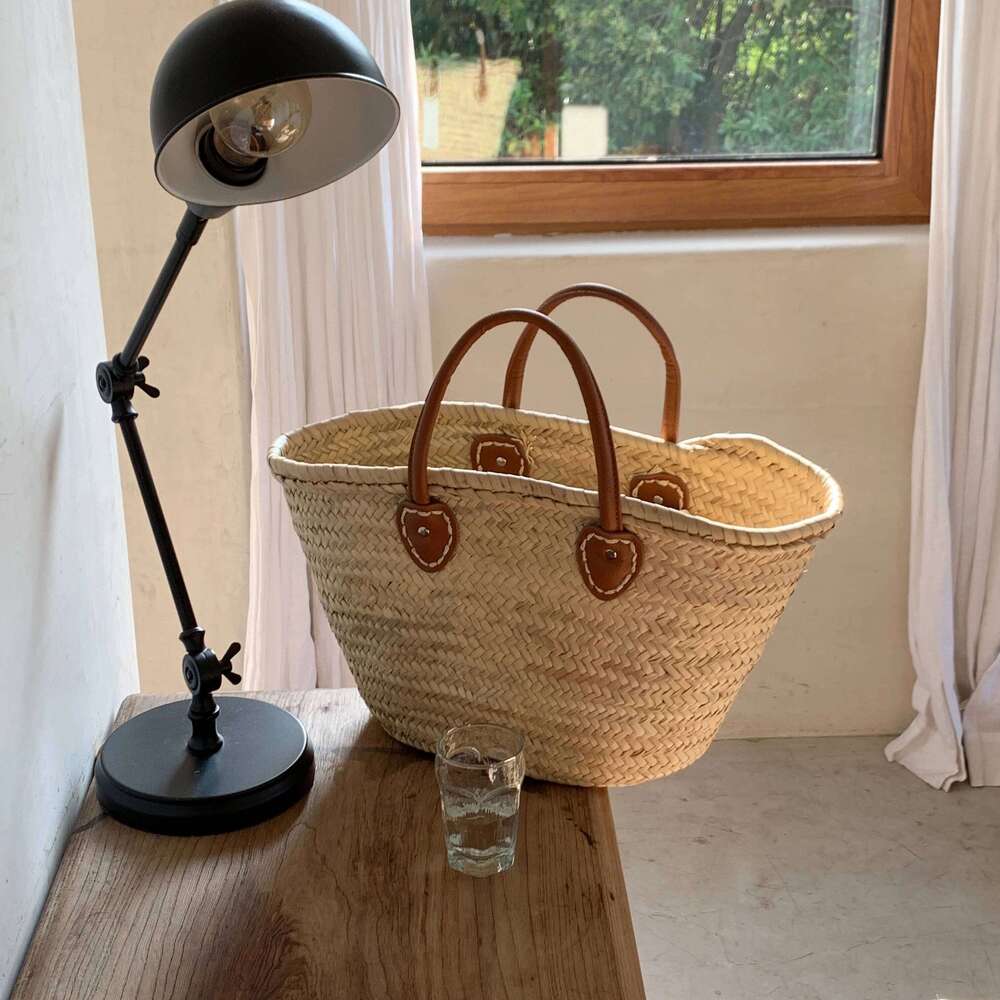 BIG Summer Handmade Bags Women Weaving Ladies Straw Wrapped Beach Bag Rattan Kintted Top Handle Handbags Travel Totes