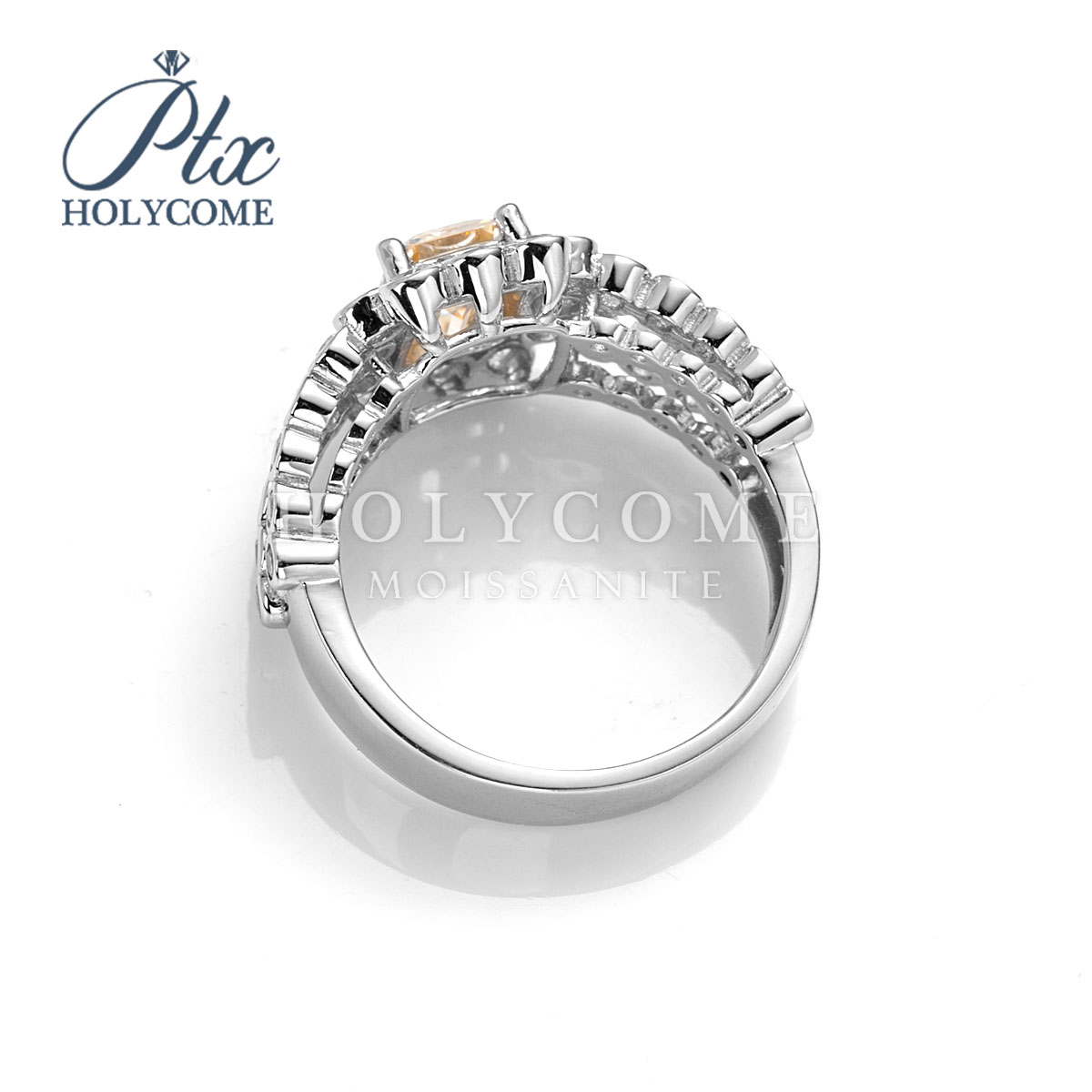 Classic 925 Sterling Silver Bridal Ring Sets Emerald Cut Champagne Moissanite Engagement Rings Vintage Promise Rings Wedding Bands for Women