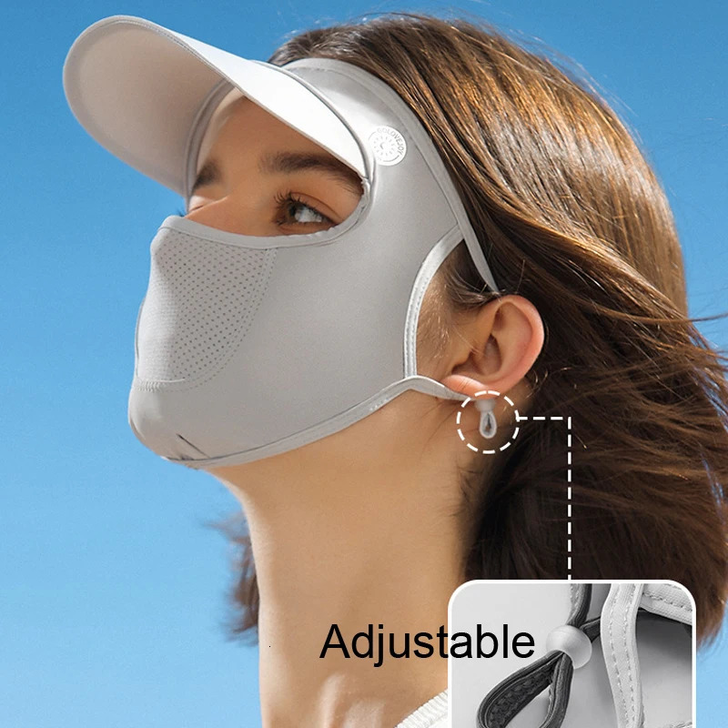 Summer Full Face Mask with Brim Sun Protection Breathable Women Face Mask Outdoor Travel Ice Sense Elastic Beach Facekini 250624