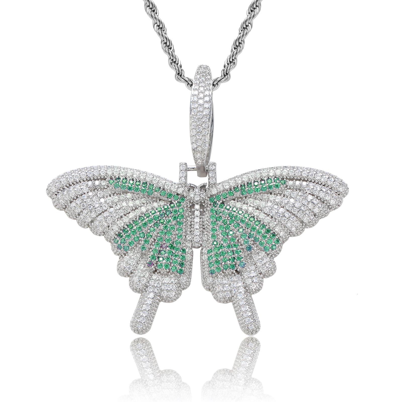 Luxury Moissanite Hip Hop Small Butterfly Pendant Color Ice Out Bling Trendy Unisex Couple Labubu Necklace Pass the diamond tester