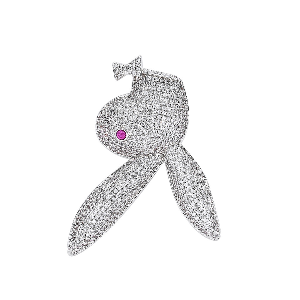 Luxury Moissanite Red - Eyed Rabbit Pendant Necklace Solid Gold Diamond Studded Hip Hop Accessory Pass the diamond tester