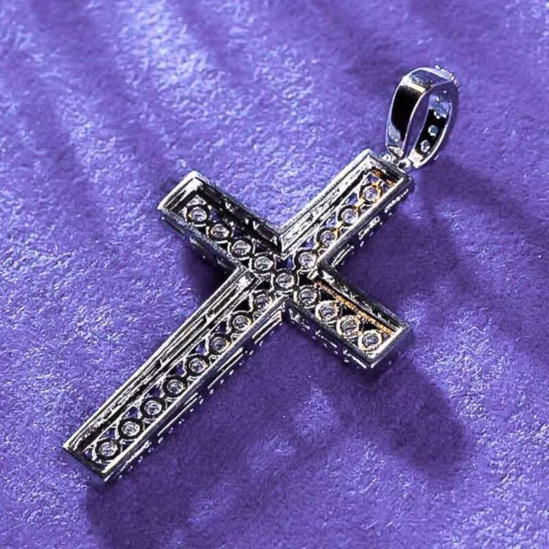 Hip Hop Style Mens GRA D Color Iced out Bling Moissanite Cluster Cross Pendant 925 Sterling Silver Passes Diamond Tester