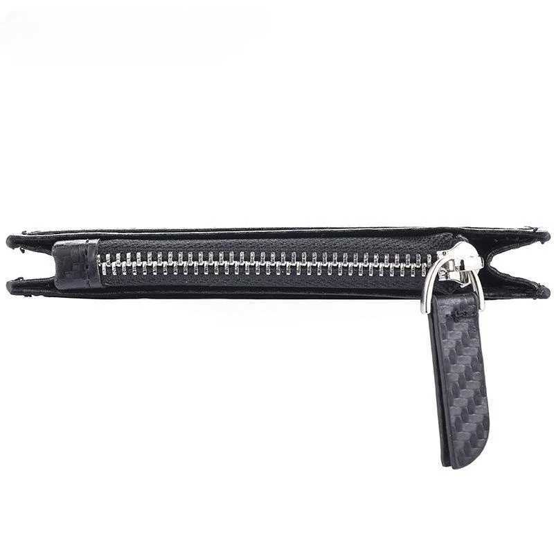 Mens Slim Minimalist Front Pocket Wallets Zipper Holder Portable Leather Wallets XJ250624