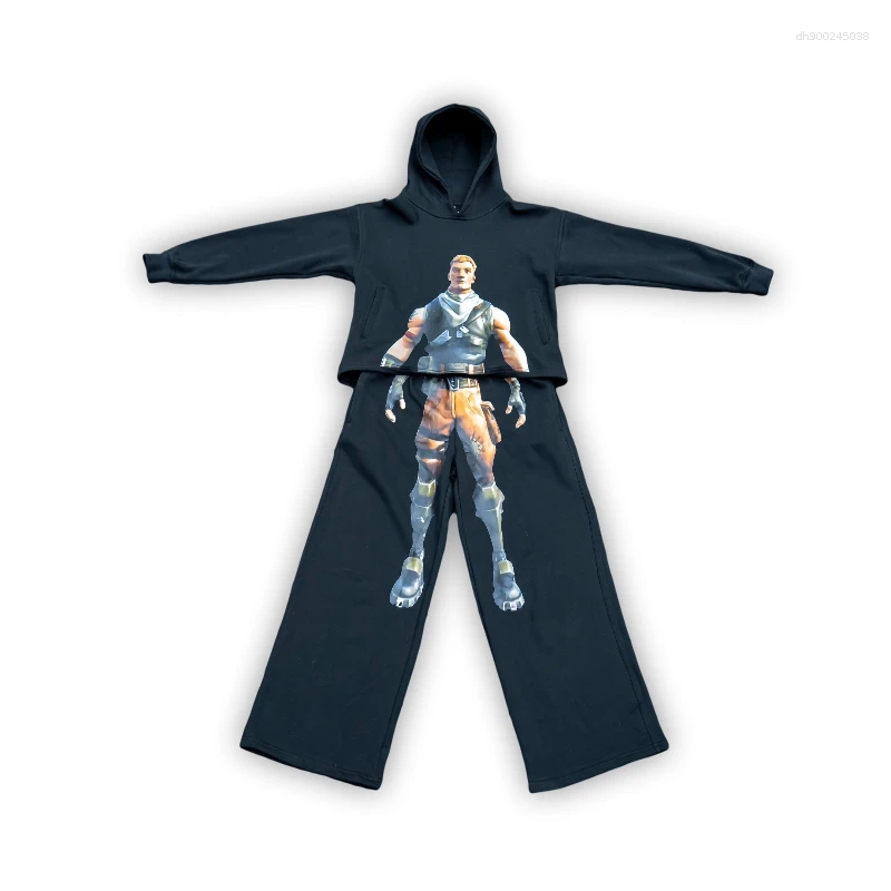 Men's Tracksuits 2 Pcs Hoodies Co-ords Jonesy Tracksuit Character Printed Pattern Sets Simulation Funny Hip Hop Streetwear Unisex Boxy