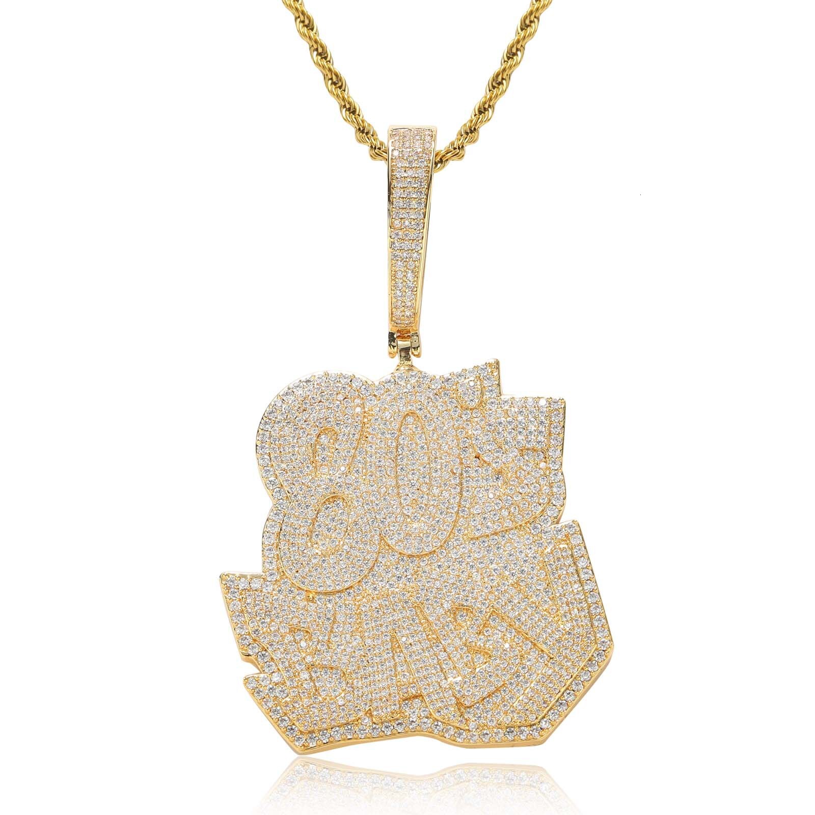 Luxury Moissanite Alphabet Pendant Punk Hip Hop Necklace Ice Out Bling Labubu Accessory Pass the diamond tester