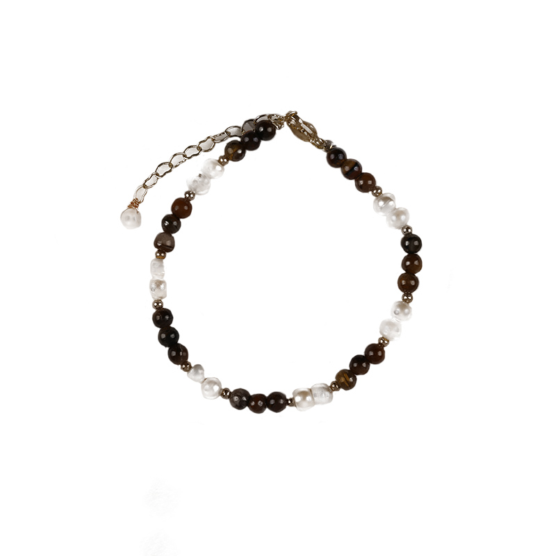 Elegant Handmade Bracelet Featuring Freshwater Pearls and Stones Customizable Fit