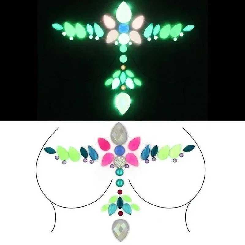 New Luminous Breast Petal Chromophous Acrylic Chest Paste Breathable Nipple Covers Bra Breast Pasties Adhesive Stickers W250624