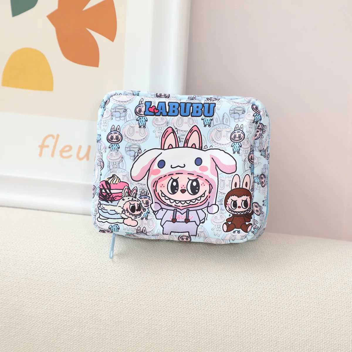 New Labubu Tamp Organizer Bag Oxford Cloth Cute Carto Girl Portable Cosmetic Storage Bag 12x14x5cmXJ250624