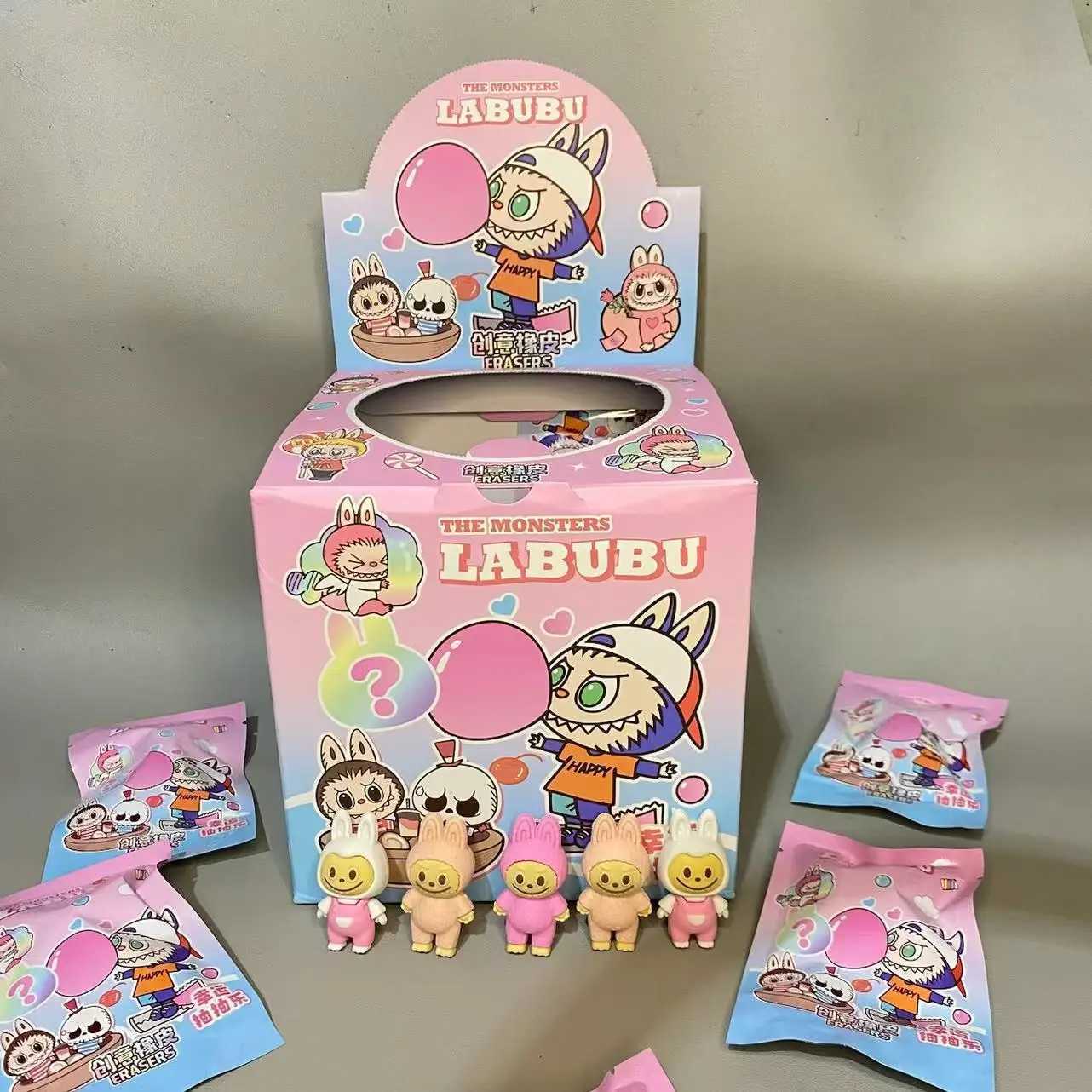 New Labu Eraser 32pcs Cartoon Super Cute 3D Surprise Blind Bag Cute Eraser School Student Supplies Prizes Holiday Gifts Kid Toy Y250624