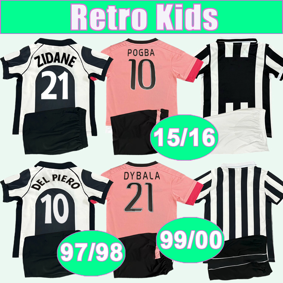 1994 1995 BAGGIO TACCHINARDI Retro Kids Kit Soccer Jerseys DEL PIERO RAVANELLI DAVIDS 15 16 DYBALA Home Away Football Shirts Child Suit Uniforms