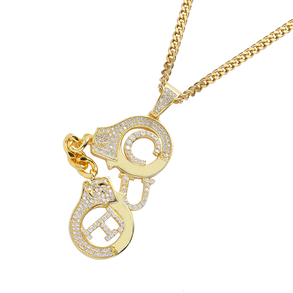 Luxury Moissanite Necklace Hip Hop Jewelry Handcuffs Pendant Iced Out Personalized Men's Trendy Accessory Pass the diamond tester