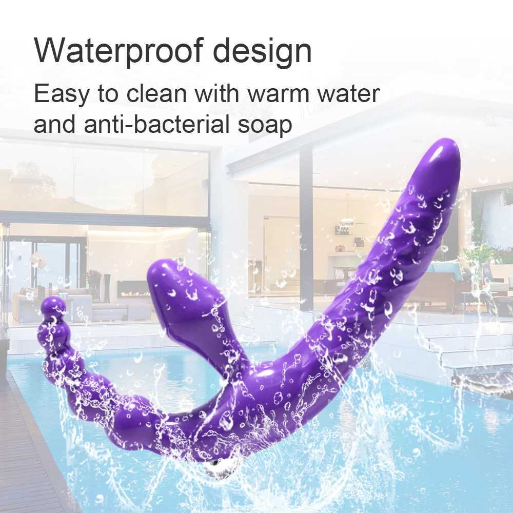 Strapless Strapon Dildo Vibrator 4 in 1 Sex Toys for Adults Double Penetration Anal Plug Anal Beads Vibrators for Women Lesbian W250624