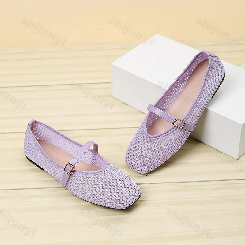 Women Ballet Flat Shoes Mesh Breathable Casual Comfortable Hollow Out Mary Jane Summer High Quality Womens Shoes 250624