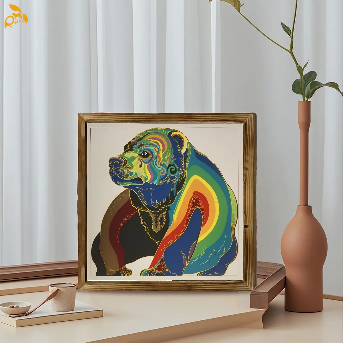 free shipping of customized fashionable American framed woodblock painting with exquisite patterns from US
