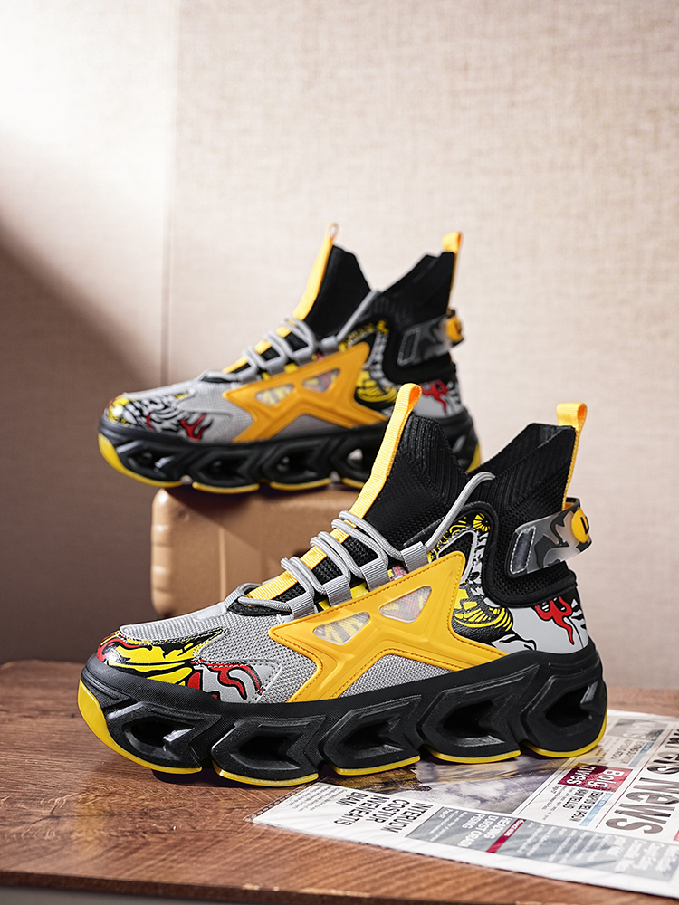 2427-New Fashion Tank Sole Sport Men Running Shoes Fly Woven Mesh Breathable Men's Basketball Sneakers Anti Slip Running Shoes Breathable Walking